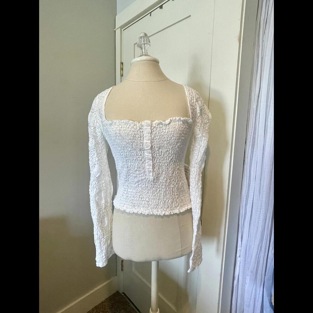 NWT- Free People Long Sleeve Lace Shirt - Women's Size Medium